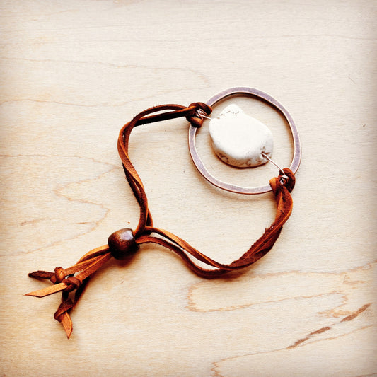 White Turquoise Bracelet w/ Adjustable Ties (010h)