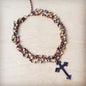 Natural Agate Beaded Collar Necklace w/ Cross Pendant 261d