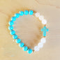 Natural Jade and Howlite Beaded Stretch Breacelet 806w