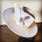 Cream Metallic Feather & Turquoise Slab Hat Band + Choice of Hat 986c