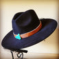 Brown Hide Turquoise Slab Leather Band + Choice of Boho Hat 985s