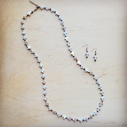 Mother-of-Pearl Cross Earrings 224c