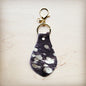 **Hair-on-Hide Leather Key Chain - Brown Metallic 703k