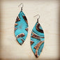**Leather Narrow Oval Earring-Copper Laredo 215a