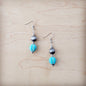 Western Blue Turquoise w/ Silver Bead Drop Earring 200w