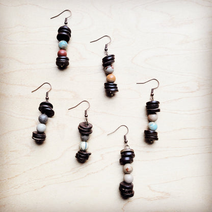 Aqua Terra and Wood Drop Earrings 225d