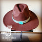 Boho Western Felt Hat w/ Choice of Leather Hat Band w/ Turquoise Slab-Brown 980h