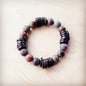 Genuine Picasso Jasper and Wood Stretch Bracelet 810p