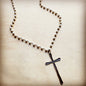 White Turquoise Long Beaded Necklace with Antique Copper Cross 255s