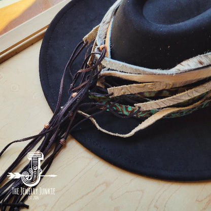 Light Hair on Hide Leather Hat Band Only w/ Turquoise Slab 951n