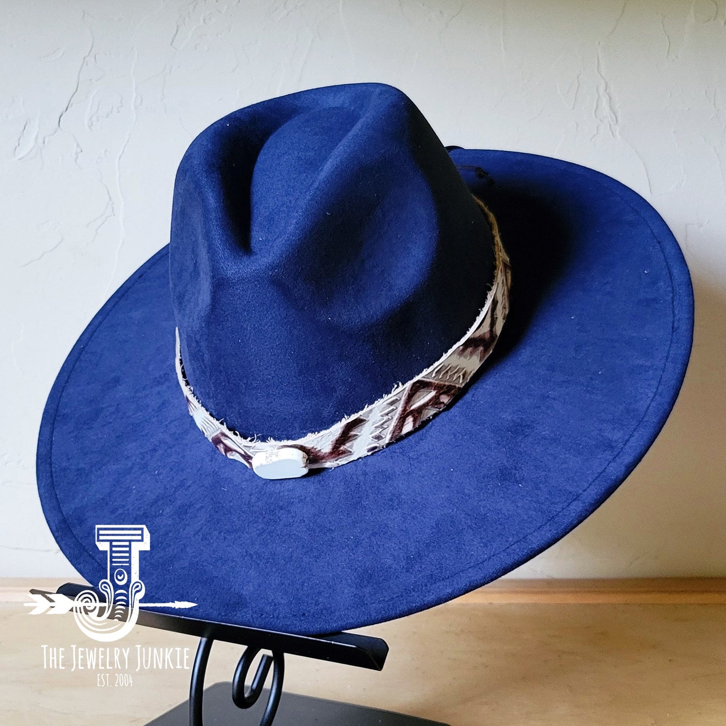 Boho Western Felt Hat w/ Choice of Hatband- Navy 990a