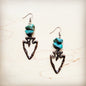 Copper Arrow Earrings w/ Natural Turquoise Chunks 220m