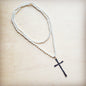 Extra Long Pearl Beaded Necklace w/ Copper Cross 260m