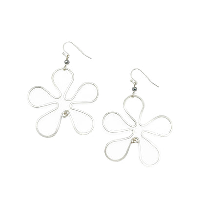Hibiscus silver earrings