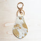 Hair on Hide Leather Key Chain - Cream and Gold 700p
