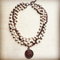 White Turquoise Collar-Length Necklace w/ Indian Buffalo Coin 227Y
