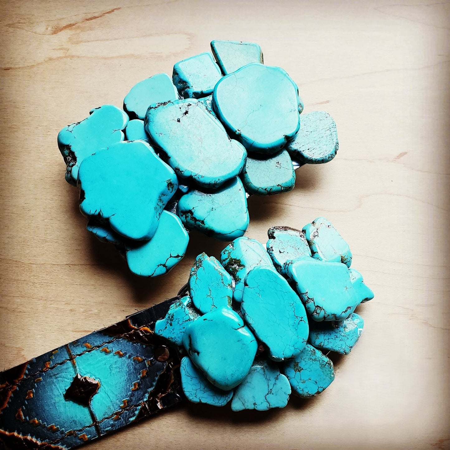 Large Turquoise Slab Belt Buckle 901f