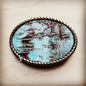 Rope Edge Turquoise Metallic Leather Belt Buckle 902a