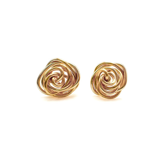 Rosette gold stud earrings
