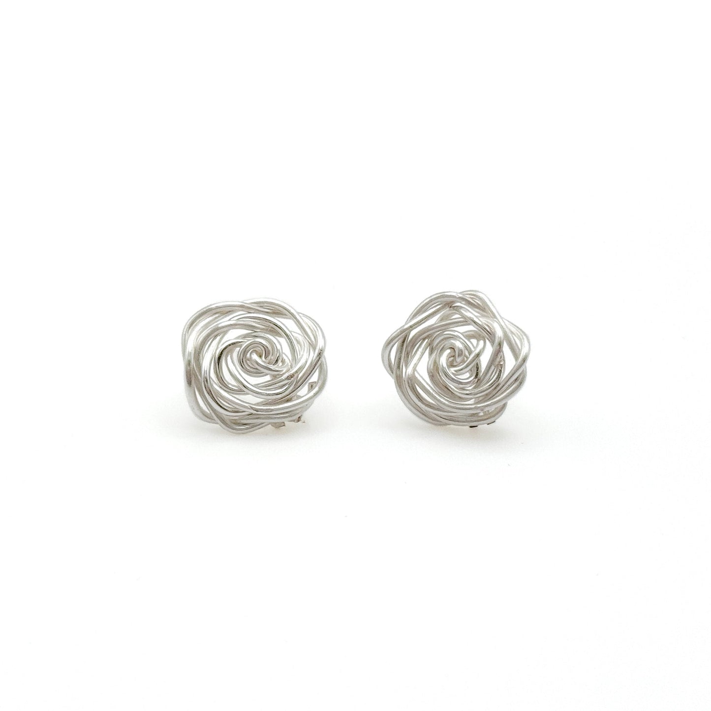 Rosette silver stud earrings