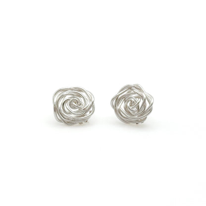 Rosette silver stud earrings