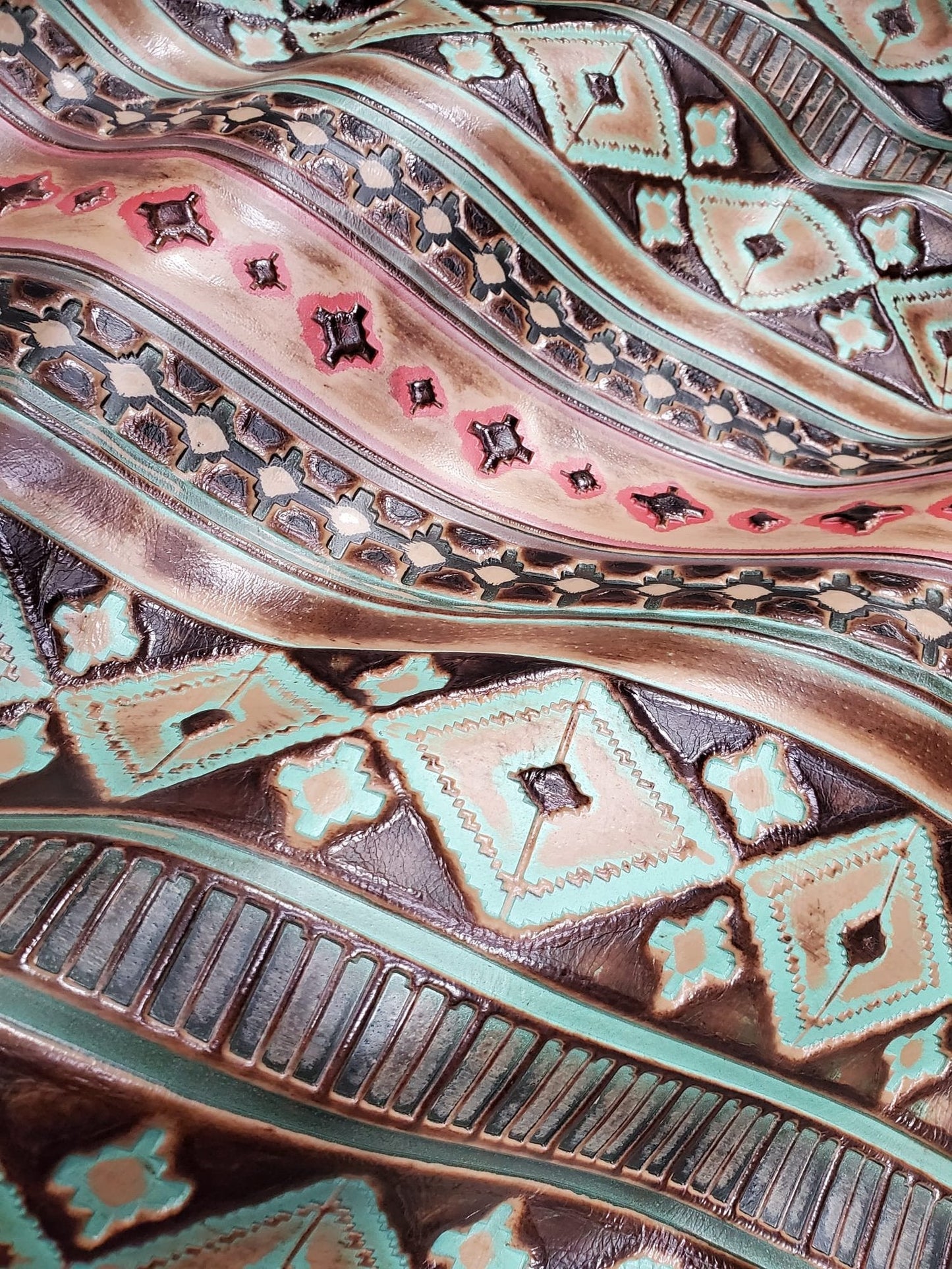 Turquoise Navajo Turq Slab Leather Band + Choice of Boho Hat 985q